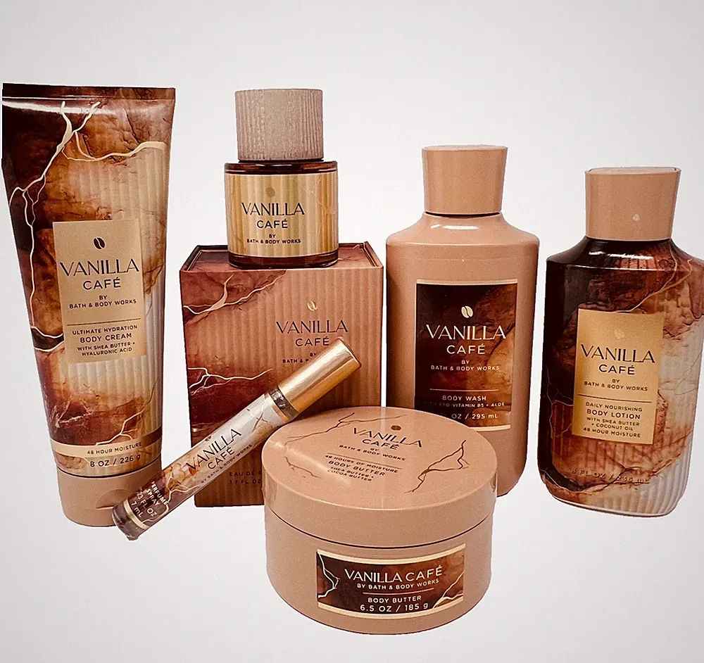 Bath & Body Works Vanilla Café 6 Pc Gift Set Perfume Body Care Gourmand Coffee